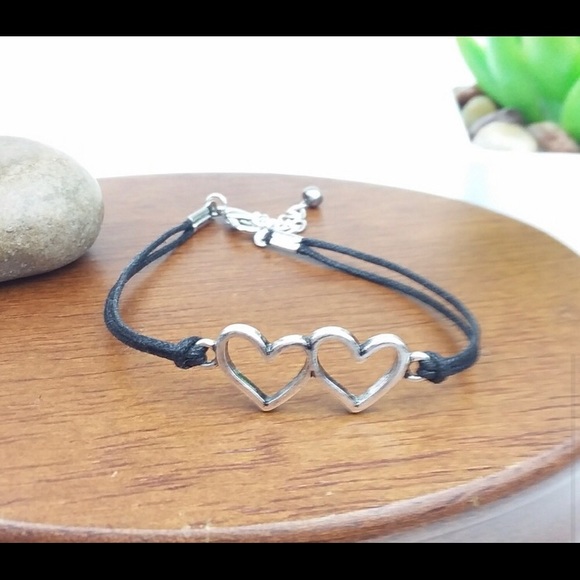 💕Handmade ”Heart, Arrow or Love” Black Cord Bracelets - Picture 2 of 4